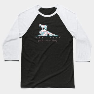 Goat Yoga Yeah It's a Thing Pose with Groovy Retro Pattern Baseball T-Shirt